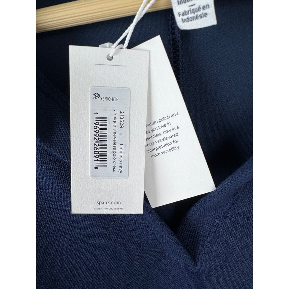 SPANX AirPique Sleeveless Polo Dress S Navy Golf Tennis Athleisure Pockets NWT - Picture 7 of 7